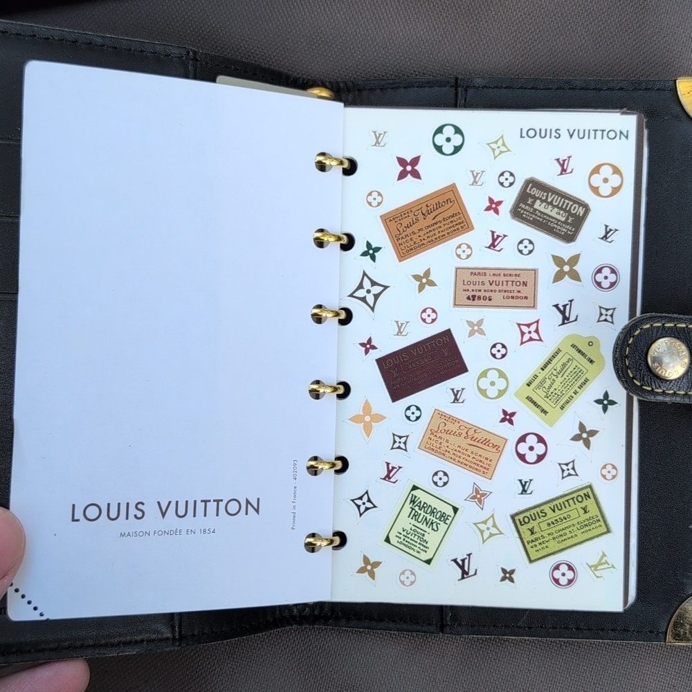 Vintage Louis Vuitton Black Leather Agenda Organizer With Gold Accents - Picture 11 of 13